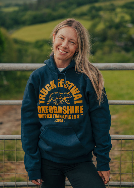 Truck Happier Than A Pig In **** Hoodie - Navy