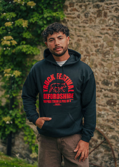 Truck Happier Than A Pig In **** Hoodie - Black