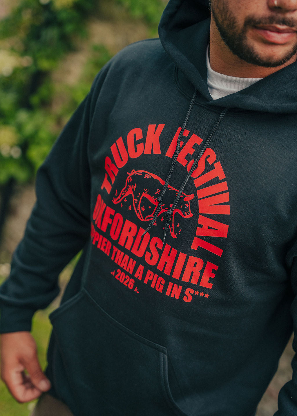 Truck Happier Than A Pig In **** Hoodie - Black